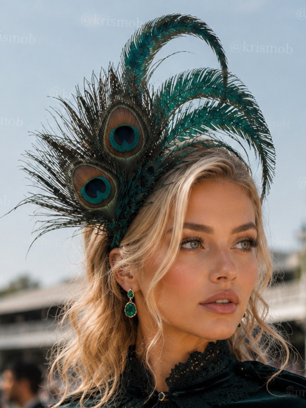 Peacock Feather Fascinator – Statement Derby, Wedding & Tea Party NyE Headpiece